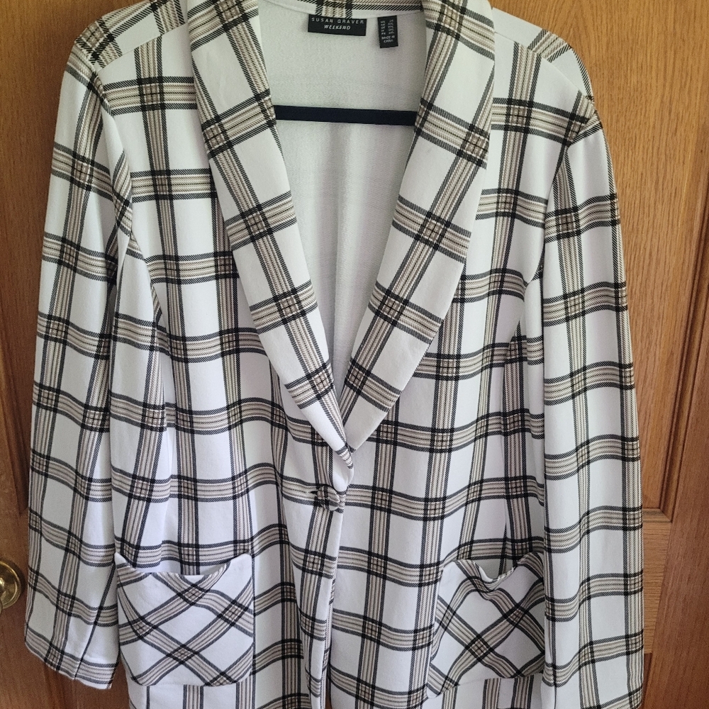 Susan Graver Plaid Blazer